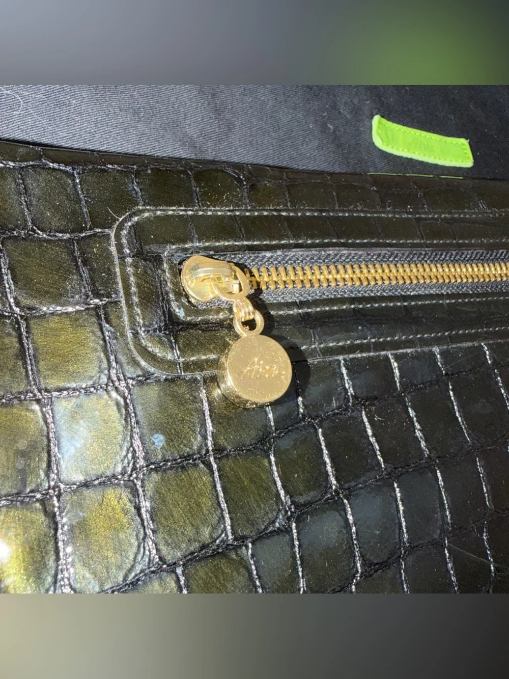 Abas Alligator Leather Magnetic Clutch Black